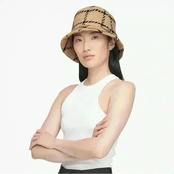 Anine Bing Accessories - Anine Bing Wool Tan and Black Bucket Hat - Size M/L